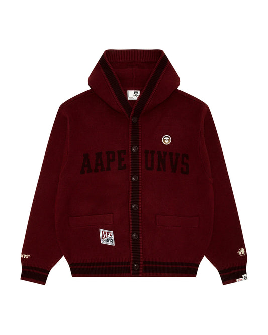 AAPE UNVS moonface logo hooded cardigan
