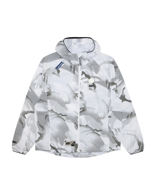 Moonface logo camo windbreaker