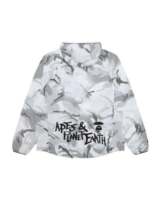 Moonface logo camo windbreaker