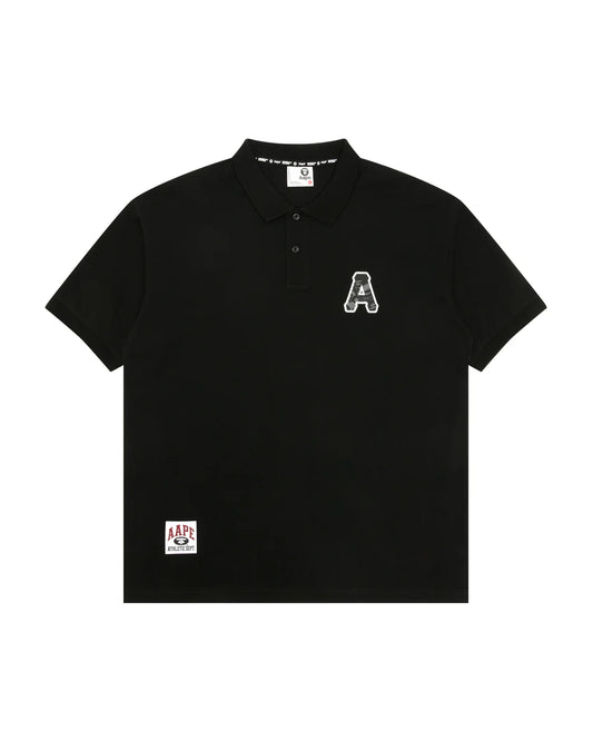 A patch polo shirt