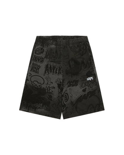 Moonface logo graffiti print sweat shorts