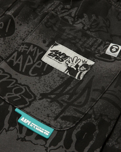 Moonface logo graffiti print sweat shorts