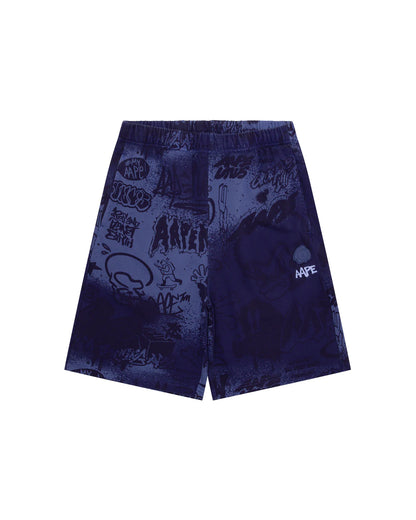 Moonface logo graffiti print sweat shorts