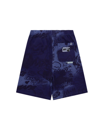 Moonface logo graffiti print sweat shorts