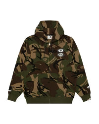 Moonface logo camo zip-up hoodie