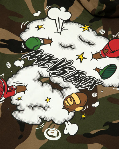Moonface logo camo zip-up hoodie