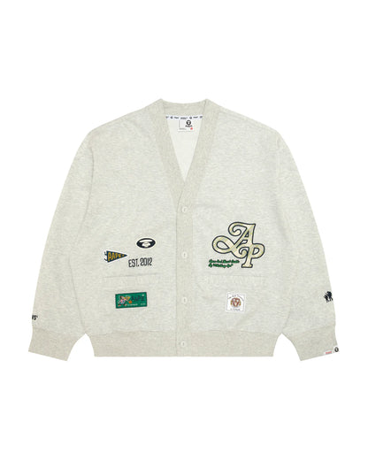 Multi-logo v-neck button down sweatshirt