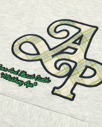 Multi-logo v-neck button down sweatshirt