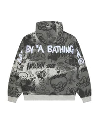 Graffiti logo-print zip-up hoodie