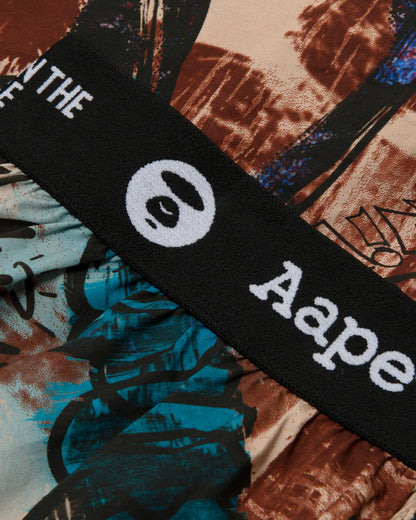 AAPE UNVS moonface logo graffiti-print boxers