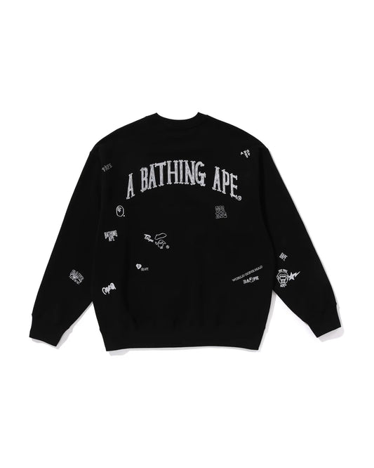 Multi Logo Relaxed Fit Crewneck Sweatshirt