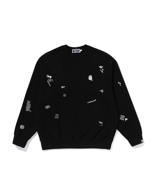 Multi Logo Relaxed Fit Crewneck Sweatshirt