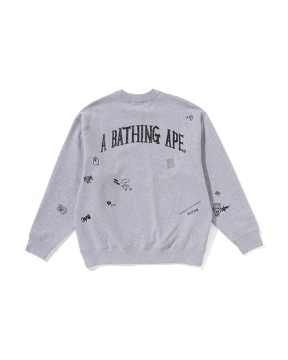 Multi Logo Relaxed Fit Crewneck Sweatshirt