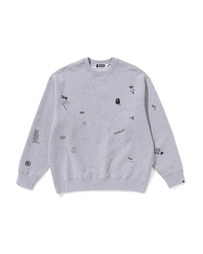 Multi Logo Relaxed Fit Crewneck Sweatshirt