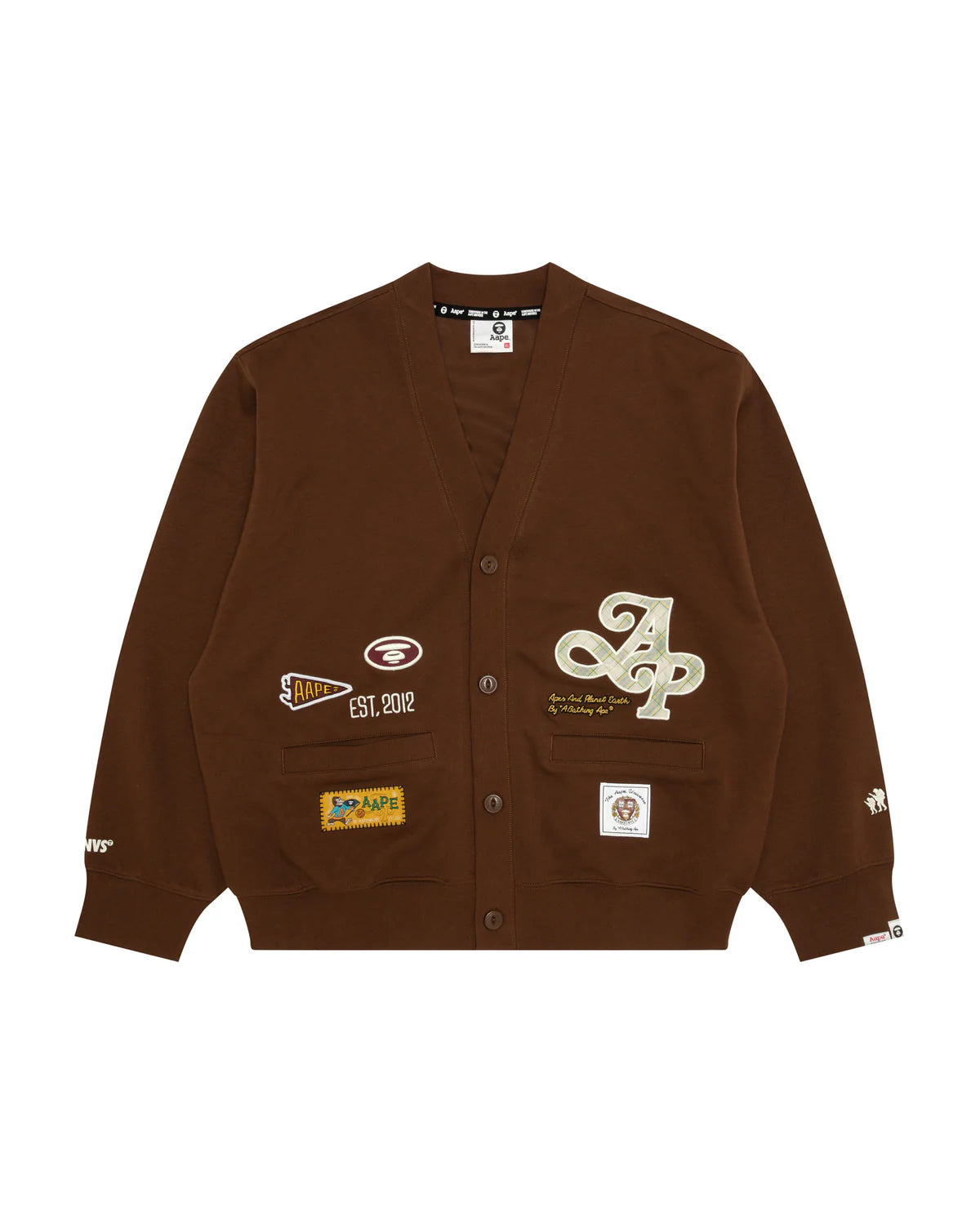 Multi-logo v-neck button down sweatshirt
