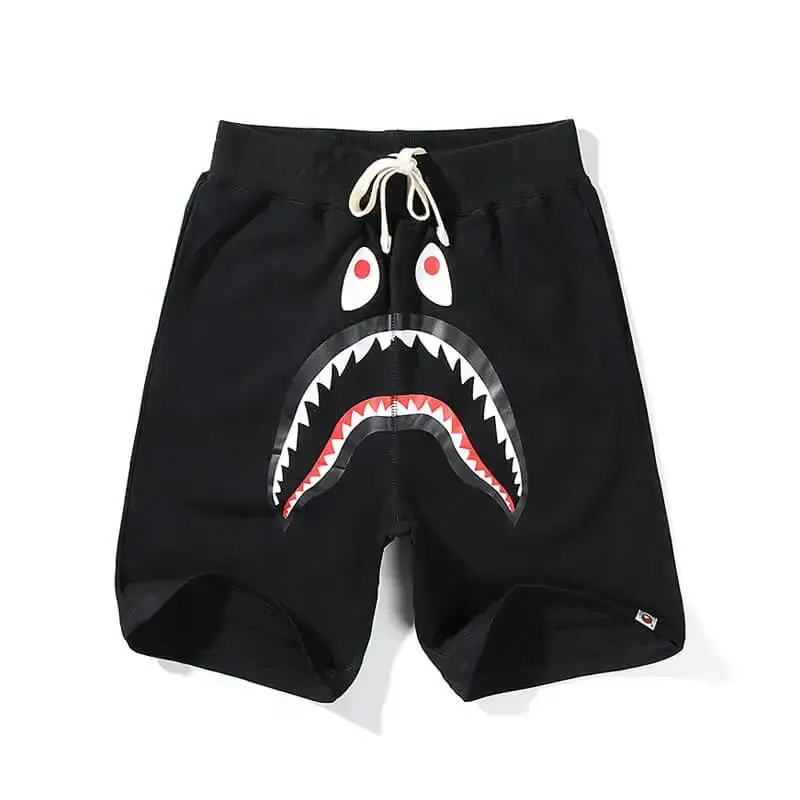 A Bathing Ape Black Bape Shark Logo Shorts