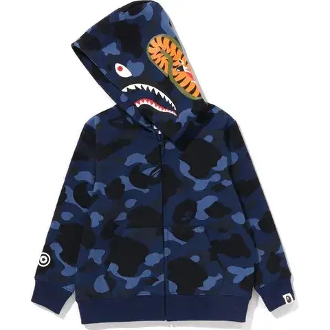 Bape Color Camo Shark Zip Kids Hoodie