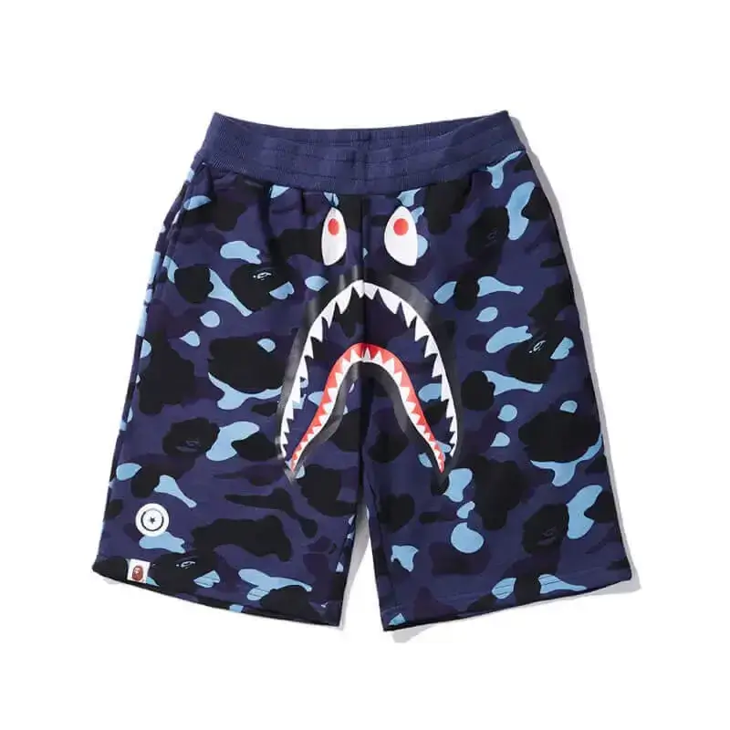 Bape Shark Logo Man's Shorts Blue