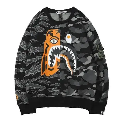Bape X Undefeated Tiger Shark Half Crewneck Sweater
