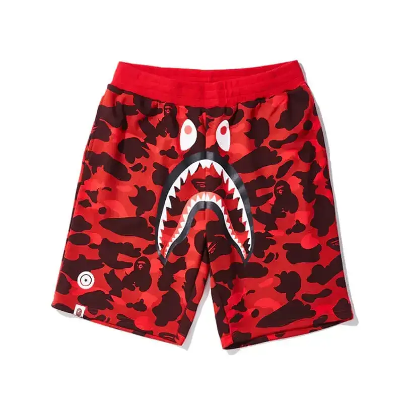 Camouflage Casual Bape Shark Shorts Red
